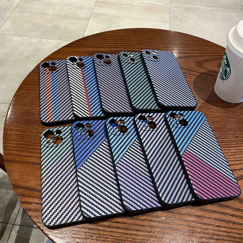 5pcs Funda De Rayas De Fibra De Carbono Para iPhone 12/13/14