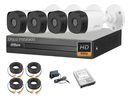 Kit Seguridad Dvr 4 + 1 Tb + 4 Camaras Dahua Full Hd 1080p