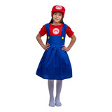 Disfraz De Mario Bros Para Niña, Vestido, Super, Con Gorro.