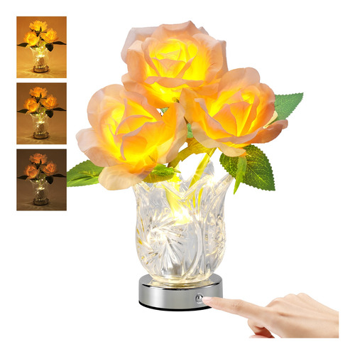 Lamparas Decorativas Flor Mesa Rosa Led Tactil Interruptor 