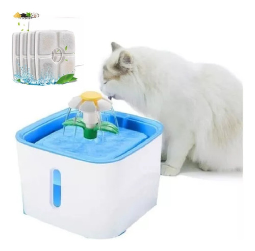 Bebedero Fuente Gatos Perros Agua Fresca Luz 2.5lt + Filtros