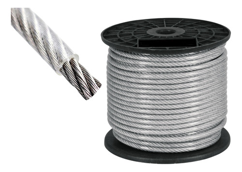 Piola Cable De Acero 4 A 6 Mm Forrado Pvc Rollo 100 Metros