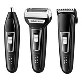 Máquina De Cortar Cabelo E Barbear Tira Pelo Nariz 3x1 Kemei Cor Preto 110v/220v