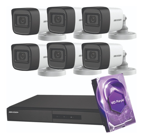 Kit Seguridad Hikvision Dvr 8 + Disco 1tb + 6 Camaras Exteri