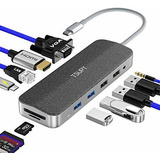 Hub Usb C 12 En 1 Ethernet Hdmi Vga Mic/audio Sd/microsd