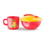 Set Bowl Con Tapa Y Cuchara + Mug Taza Para Bebe Niños