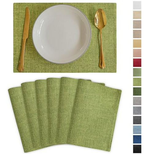 Set 6 Manteles Individuales Verdes Mimbre - Mod Washable Hea