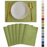 Set 6 Manteles Individuales Verdes Mimbre - Mod Washable Hea