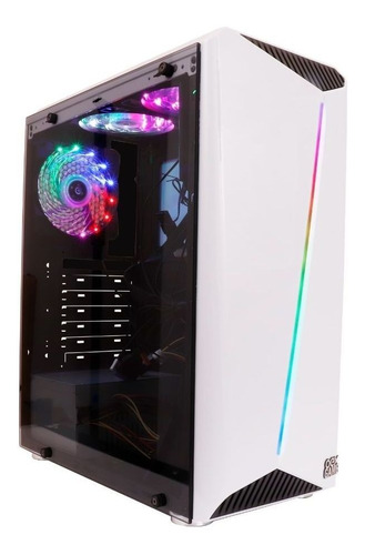 Gabinete Gamer Oex Gh200 Atx Frontal Iluminação Vidro Branco