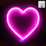 Xiyunte Neon Heart Light Pink Heart Neon Sign, Funciona Con 