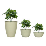 3 Vasos Para Planta Grande Cone Bojo Bacia Com Prato Classic