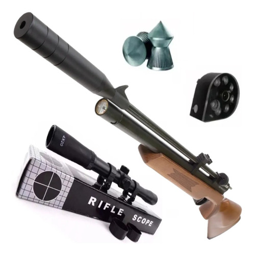 Rifle Aire Comprimido Fox Pcp Pr900 Regulado + Mira 4x20