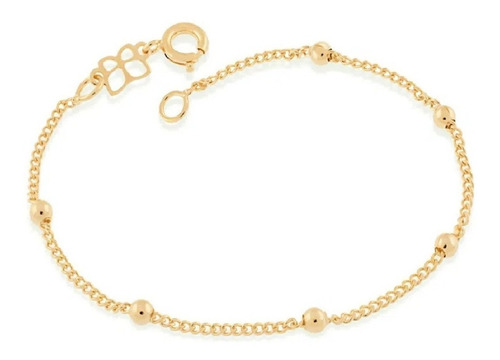 Pulseira Feminina Rommanel Bolinha Folheada A Ouro 550195