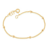 Pulseira Feminina Rommanel Bolinha Folheada A Ouro 550195