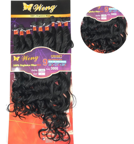 Cabelo Weng 100% Orgânico Ondulado 9 Telas 70cm 300gr F-2095