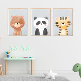 Cuadros Infantiles De Animales  - Set X3 - 20x30