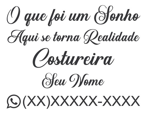 Adesivo Atelier Costureira Frase Costura Loja Porta Parede