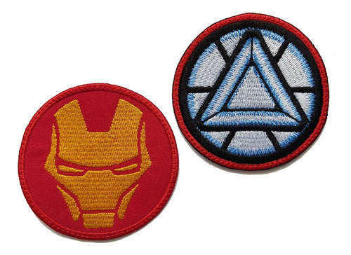 Parche Bordado Casco Iron Man Y Parche Bordado Arc Reactor