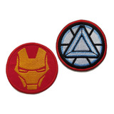 Parche Bordado Casco Iron Man Y Parche Bordado Arc Reactor