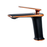 Grifería Baño Monocomando Canilla Negro Rose Gold Diseño Lux