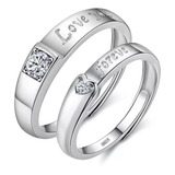 Par Anillos Plata 925 Ajustables Love Promesa Novios Parejas