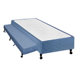 Cama Box Base C/auxiliar Solteiro Poli Azul (88x27)castor