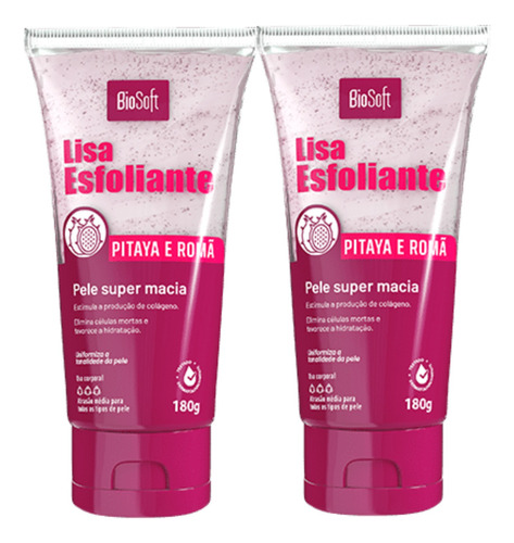 Creme Esfoliante Pitaya E Romã 180g Biosoft 2 Unidades