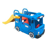 Playground 2x1 Ônibus Escorregador Importway C/ Kit Golf Cor Azul