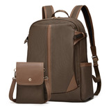 Mochila Monedero Para Mujer En Cuero Pu-khaki/marron