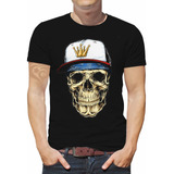 Camiseta De Caveira Rock Moto Masculina Adulto Roupas Boné