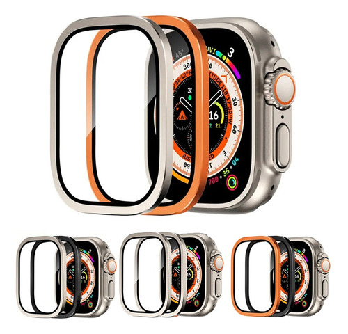 2 Mica De Cristal Templado Metal Para Apple Watch Ultra 49mm