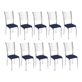 Kit 10 Cadeiras Lara Para Cozinha-corino Azul-gat Magazine