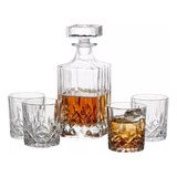 Set Vasos De Whisky X 4 Unid 350ml+ Botella Decantador 730ml