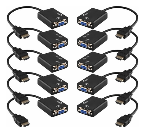 Cabo Adaptador Hdmi Para Vga Kit 10 Unidades Atacado Nfe Top