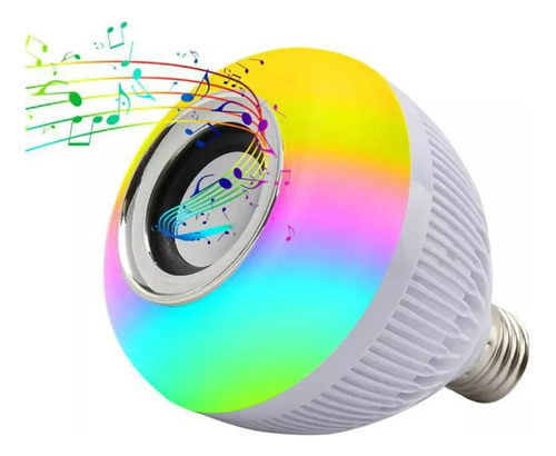 Lampada Musical Caixa Som Bluetooth Led Rgb Com Controle E27