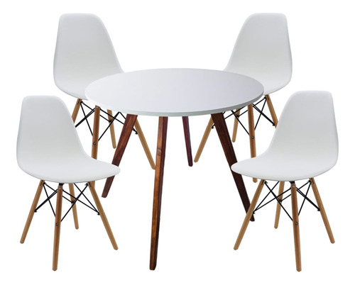 Juego Comedor Redondo Tushop 4 Sillas Madera