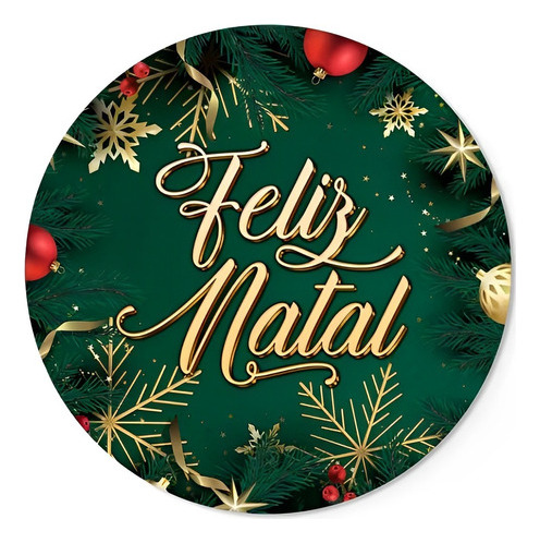 Painel Festa Redondo Natal 1,5x1,5 Tecido C/elástico