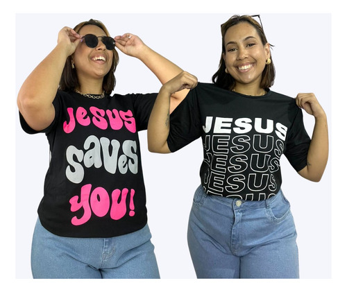 Blusa T-shirt Feminina Moda Evangélia Kit 2 Pçs Atacado