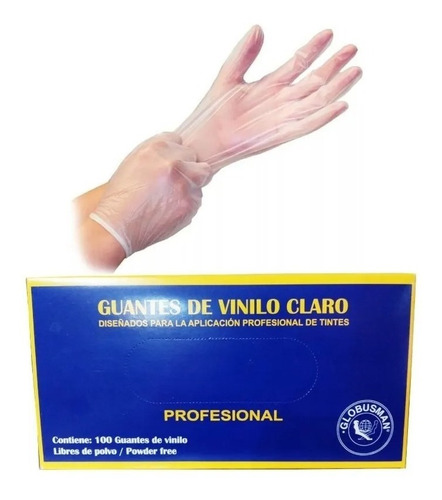 Caja De Guantes De Vinil Transparente Globusman 100pzs