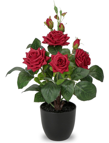 Plantas Y Flores Artificiales En Florero Rosas Rojas Flores 