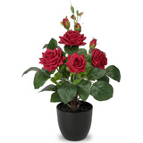 Plantas Y Flores Artificiales En Florero Rosas Rojas Flores 