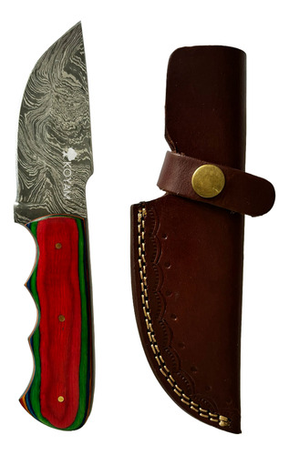 Koyam Cuchillo Acero Damasco 8in +512 Capas Y Funda Cuero