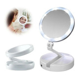 Espejo Doble Aumento Luz Led Plegable Maquillaje Portatil 