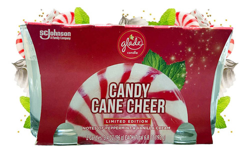 Velas Glade Navidad Aromática Glade 2 Pzas Candy Cane Cheer