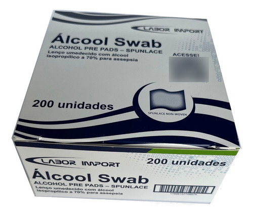 Swab Alcool 70% Labor Lenço Umedecido Assepsia 200 Unidades