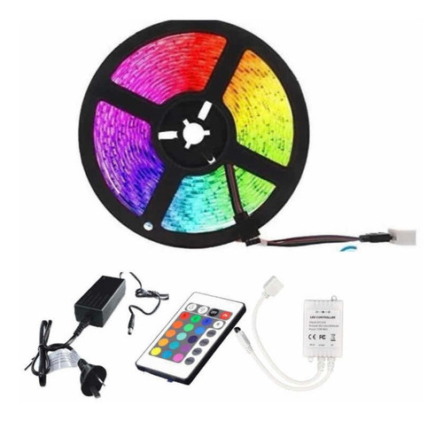 Kit Tira Luz Led Rgb 3m 5050 Tv Pc Control Remoto Exterior