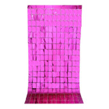 Cortina Metalizada Quadrada Metálica Painel - Pink 