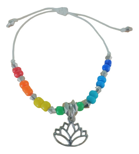 Pulsera De Hilo Y Mostacillas 7 Chakras Flor De Loto Energía