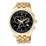 Reloj Citizen Bl804351e Para Hombre Fechador Acero Inox Malla Dorado Bisel Dorado/negro Fondo Negro