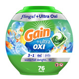 Gain Flings Ultra Oxi - Detergente Para Ropa, 76 Unidades, A